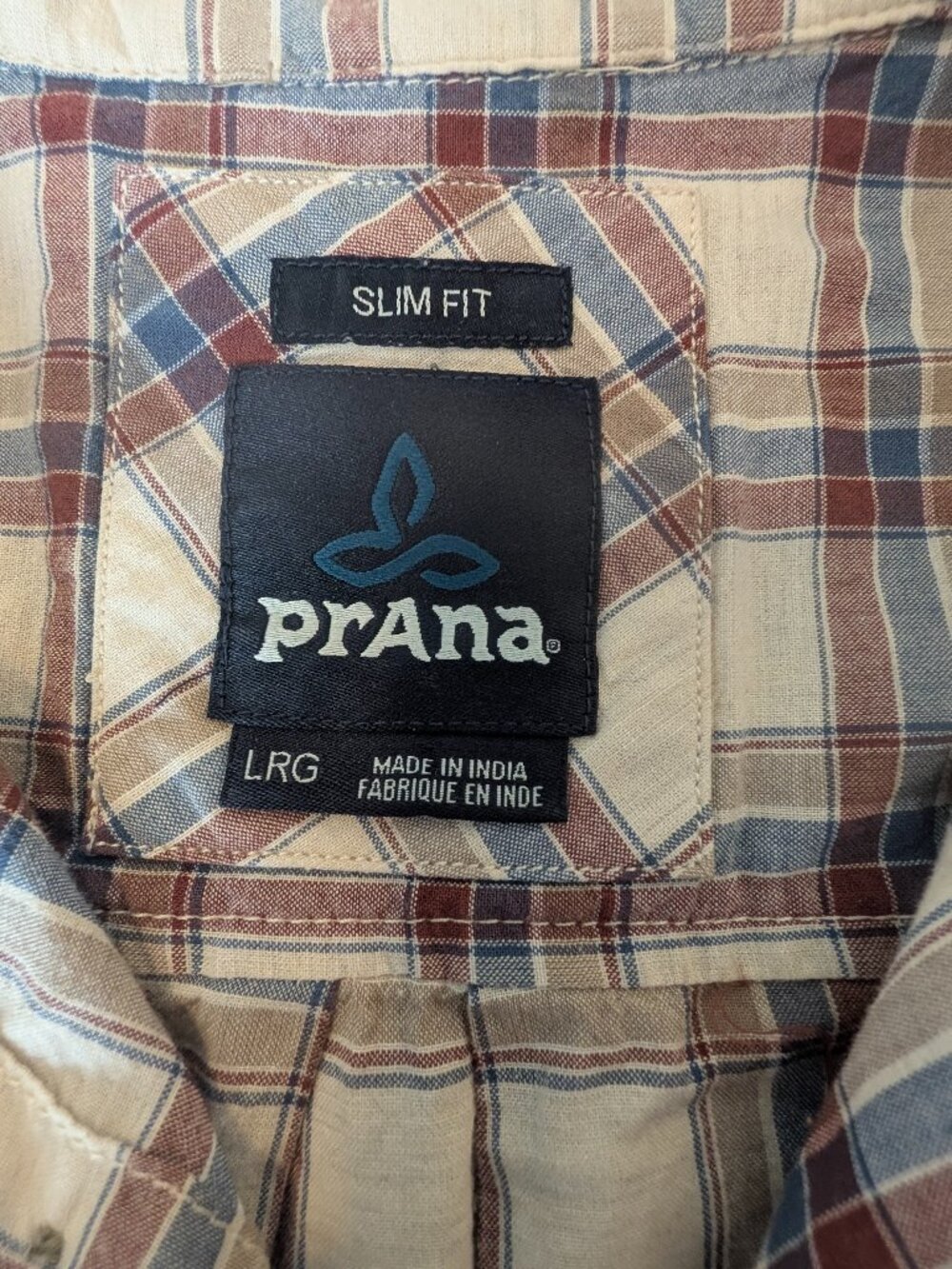 PrAna short sleeve men's plaid shirt